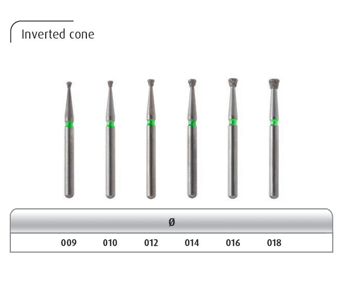 فرز الماسی مدل مخروطی معکوس توربین 5 عددی Dental Diamond Burs Inverted Cone 010 برند Dia Italy